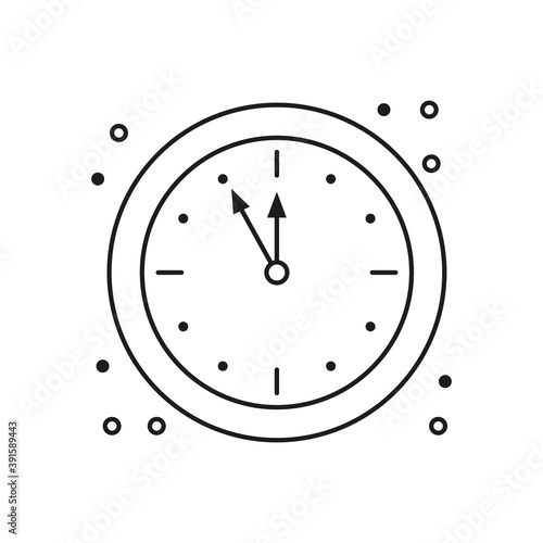Five minutes before the New Year, clock icon on white background.