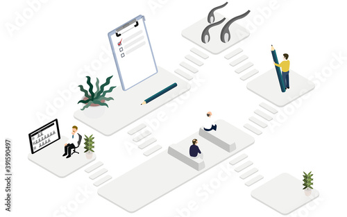 AGA　薄毛治療のクリニックのイメージイラスト　アイソメトリック