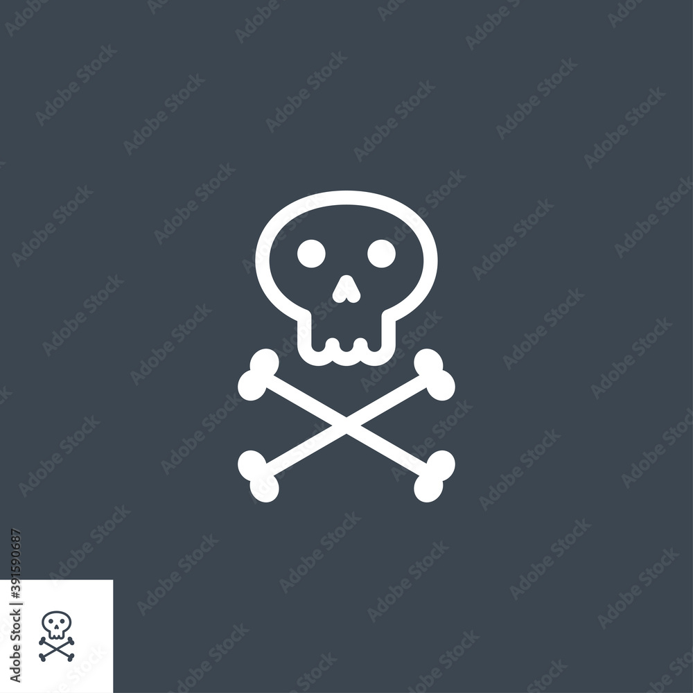 Skull and bones related vector glyph icon. Isolated on black background. Vector illustration. Skull and bones related vector glyph icon. Isolated on black background. Vector illustration.