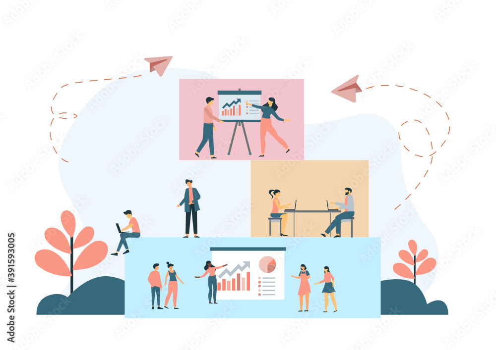 Business concept. Team metaphor. people connecting puzzle elements. Vector illustration flat design style. Symbol of teamwork, cooperation, partnership. - Vector Business concept. Team metaphor. people connecting puzzle elements. Vector illustration flat design style. Symbol of teamwork, cooperation, partnership. - Vector
