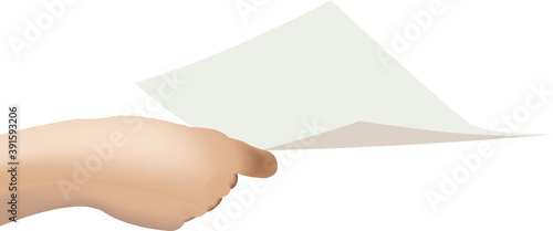 female hand stretches blank sheet
