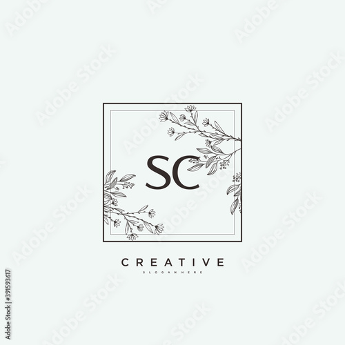 SC Beauty vector initial logo art, handwriting logo of initial signature, wedding, fashion, jewerly, boutique, floral and botanical with creative template for any company or business.