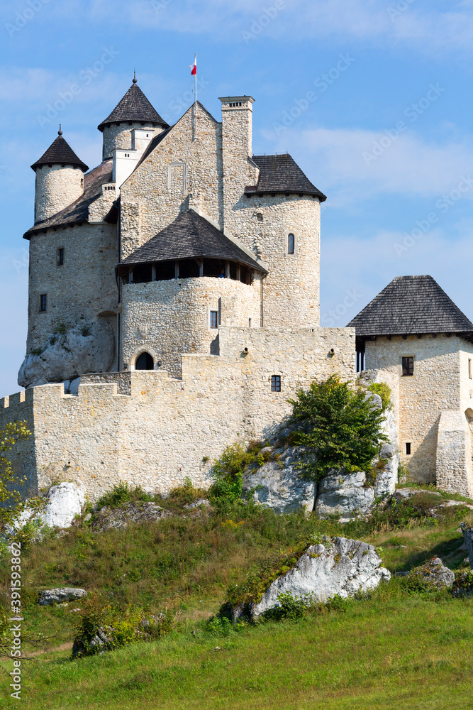 Medieval gothic royal Bobolice Castle located on the Polish Jurassic Highland, Bobolice, Silesia, Poland