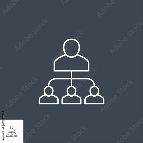 Subordination Related Vector Line Icon. Isolated on Black Background. Editable Stroke.