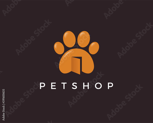 minimal pets shop logo template - vector illustration