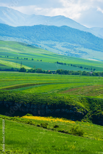Amazing landscape with field and mountains, Armenia