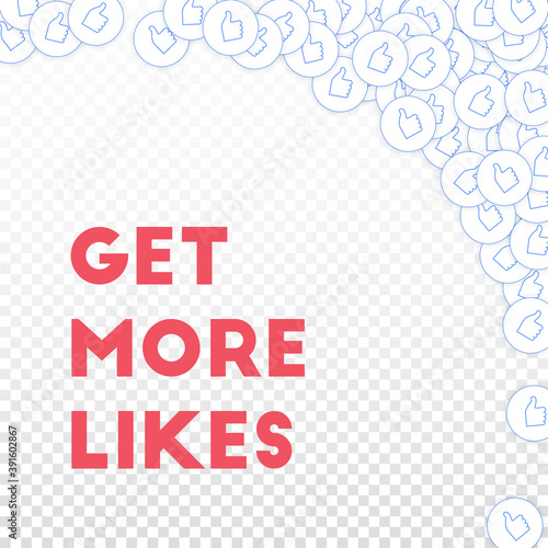 Social media icons. Get more likes concept. Fallin