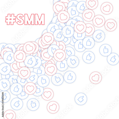 Social media icons. Smm concept. Falling scattered