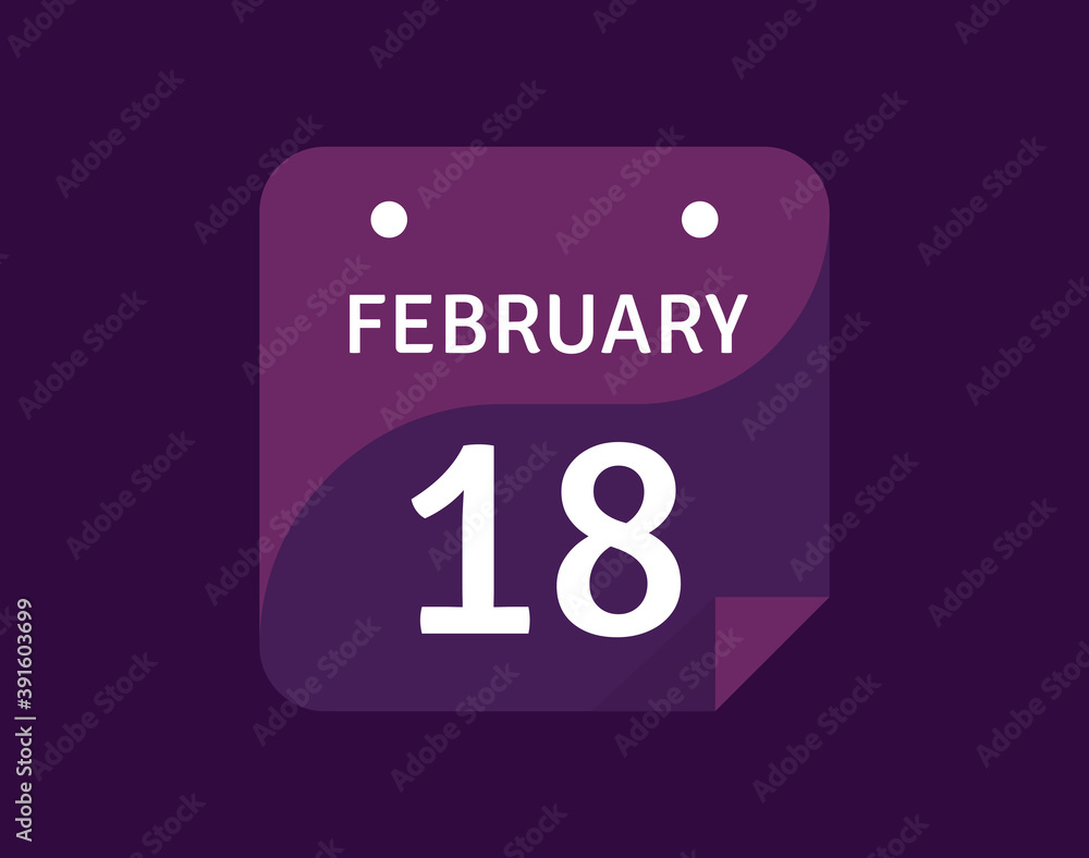 18 February, February 18 icon Single Day Calendar Vector illustration 18 February, February 18 icon Single Day Calendar Vector illustration
