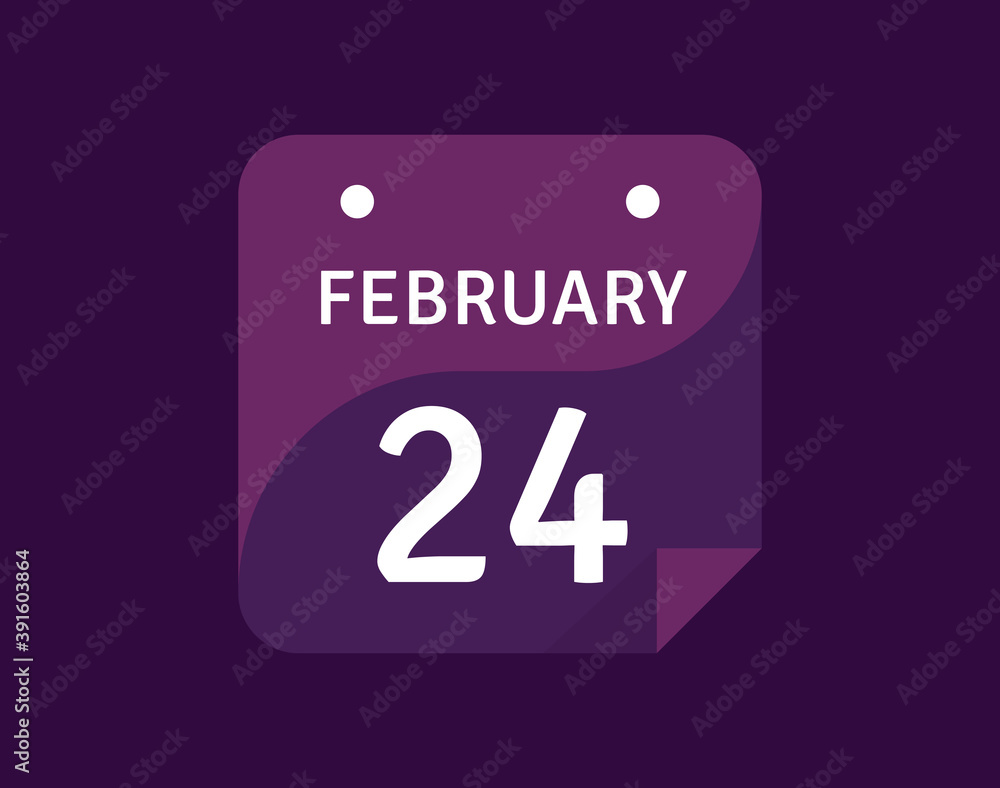 24 February, February 24 icon Single Day Calendar Vector illustration 24 February, February 24 icon Single Day Calendar Vector illustration