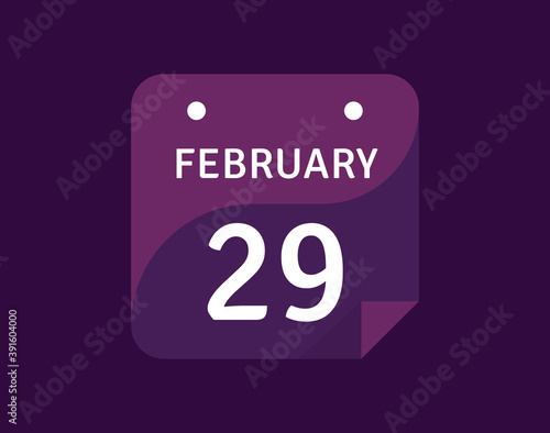 29 February, February 29 icon Single Day Calendar Vector illustration