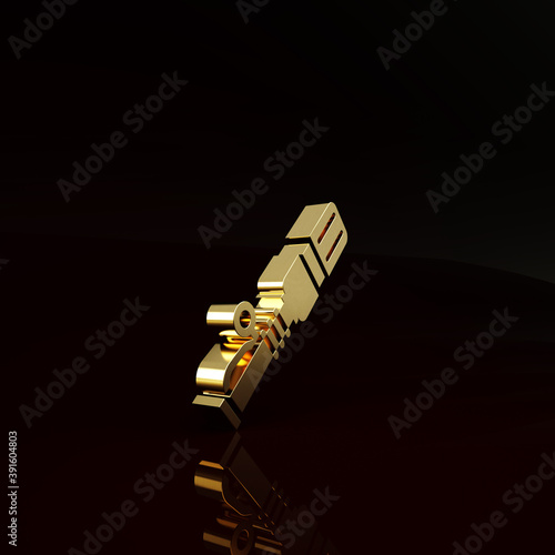 Gold RKG 3 anti-tank hand grenade icon isolated on brown background. Minimalism concept. 3d illustration 3D render. photo