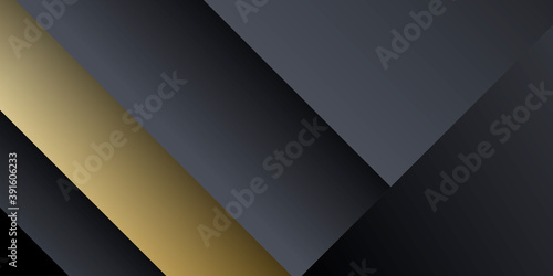Black gold grey abstract presentation background with 3D overlap layers