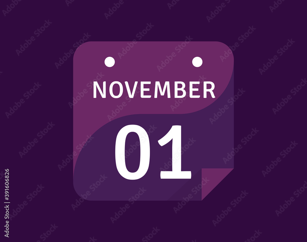 1 November, November 1 icon Single Day Calendar Vector illustration 1 November, November 1 icon Single Day Calendar Vector illustration