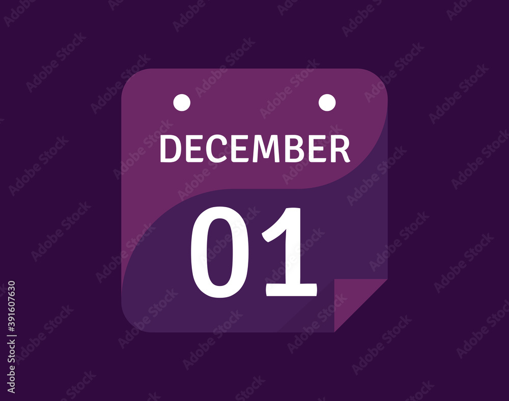 1 December, December 1 icon Single Day Calendar Vector illustration 1 December, December 1 icon Single Day Calendar Vector illustration