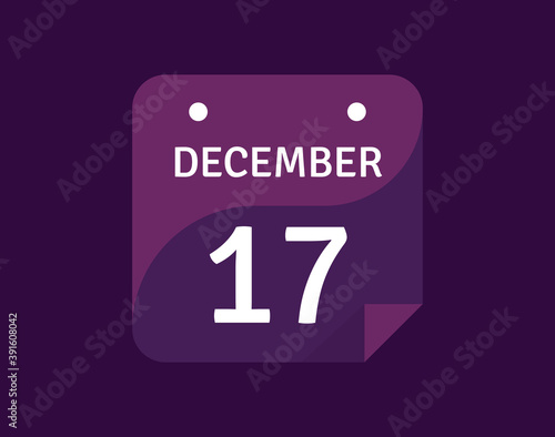 17 December, December 17 icon Single Day Calendar Vector illustration