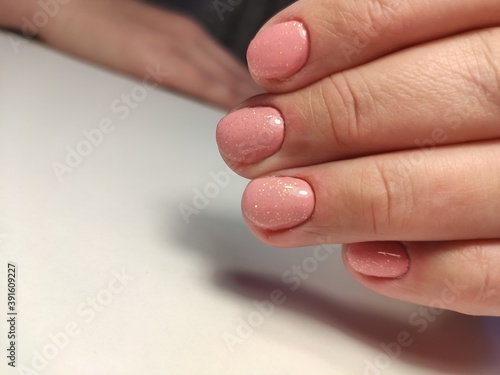 stylish design of manicure on beautiful nails