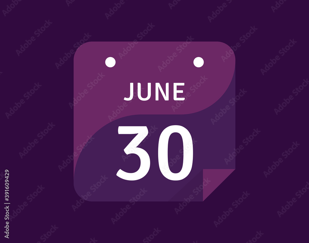30 June, June 30 icon Single Day Calendar Vector illustration 30 June, June 30 icon Single Day Calendar Vector illustration
