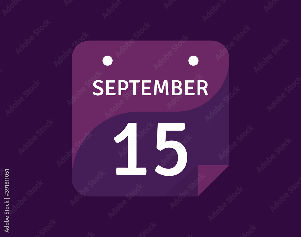 15 September, September 15 icon Single Day Calendar Vector illustration 15 September, September 15 icon Single Day Calendar Vector illustration