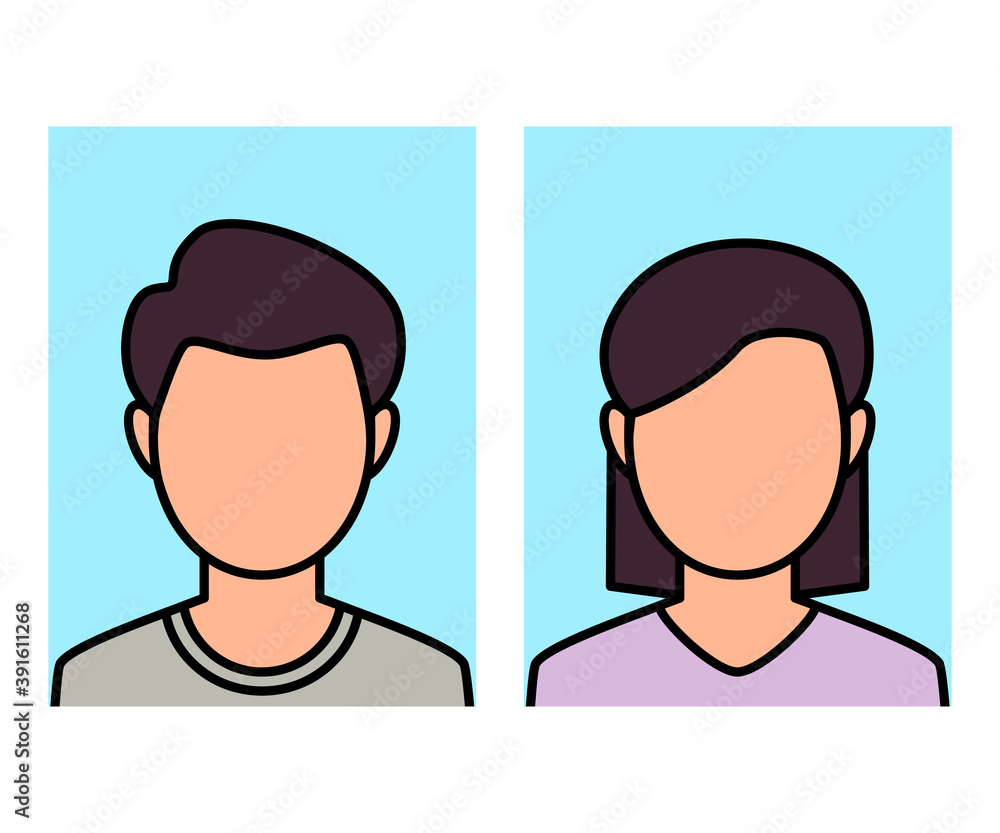 Men and women avatars face set. Flat vector illustrations Men and women avatars face set. Flat vector illustrations