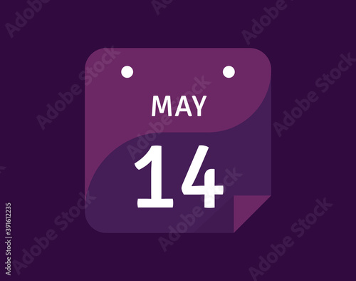 14 May, May 14 icon Single Day Calendar Vector illustration