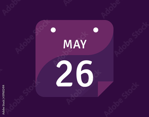 26 May, May 26 icon Single Day Calendar Vector illustration
