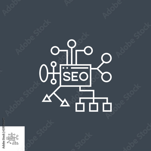 SEO Planing Related Vector Thin Line Icon. Isolated on Black Background. Editable Stroke. Vector Illustration.