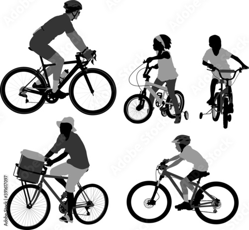 Collection of cyclist vector illustrations