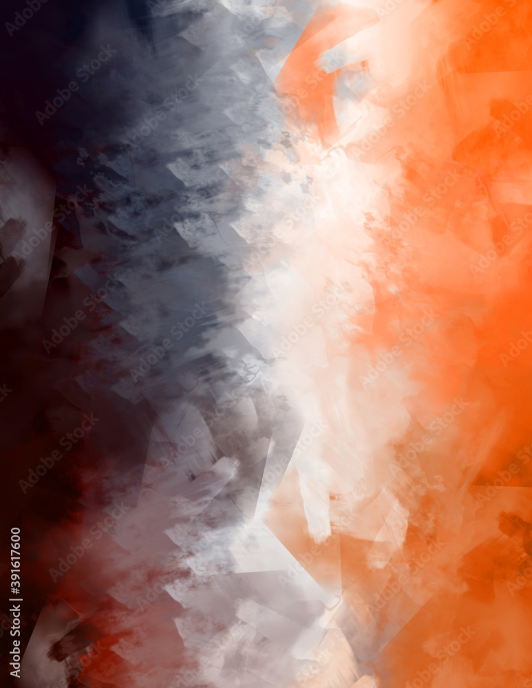 Naklejka premium 2D illustration of colorful brush strokes. Decorative texture painting. Vibrant paint pattern backdrop.
