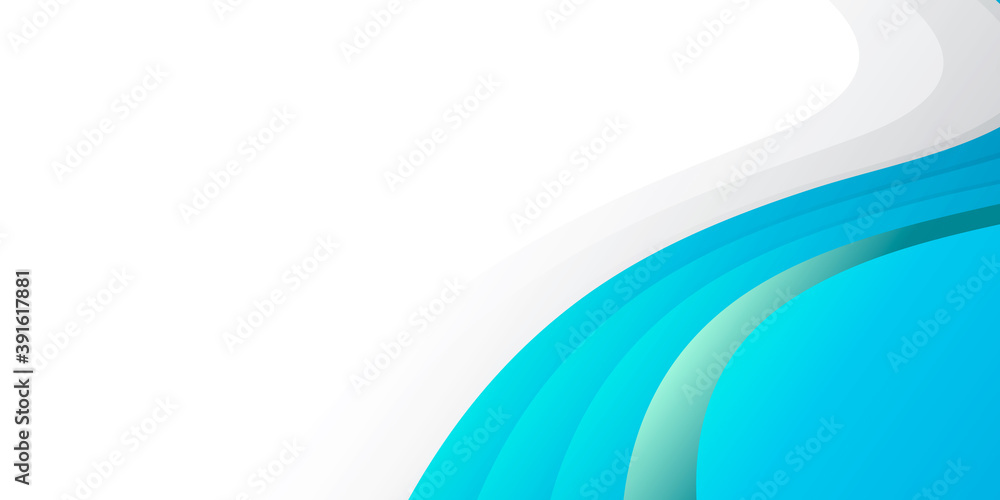Obraz premium Blue green white abstract wavy background with business and corporate concept