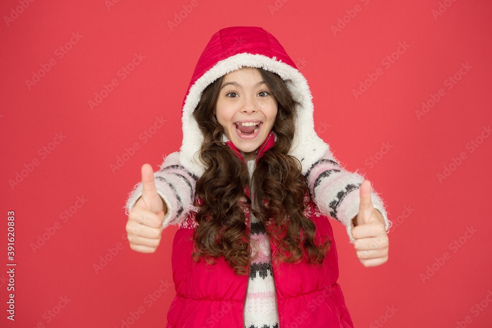 child with happy face feel happiness and ready for celebration christmas and new year holiday show thumb up, successful holiday child with happy face feel happiness and ready for celebration christmas and new year holiday show thumb up, successful holiday