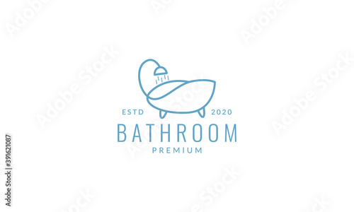 minimalist line bathroom modern logo vector icon illustration design