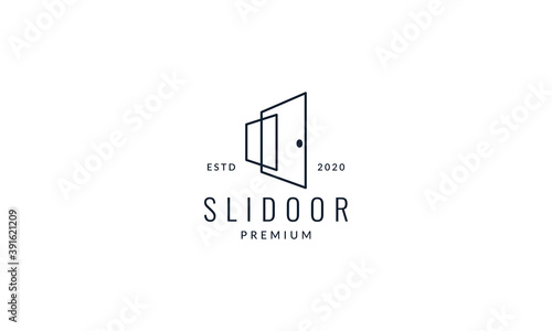 door slide line outline modern logo vector icon illustration design