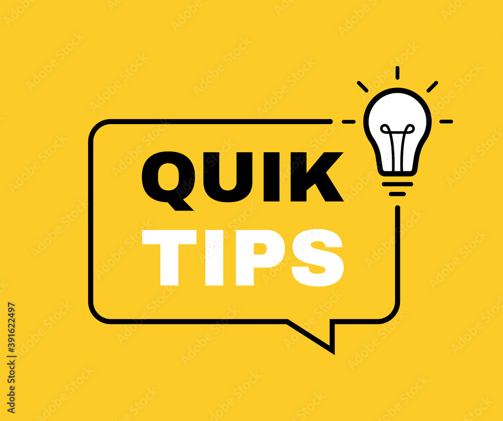 Quick tips geometric message bubble with light bulb emblem. Banner design for business and advertising. Vector illustration Quick tips geometric message bubble with light bulb emblem. Banner design for business and advertising. Vector illustration