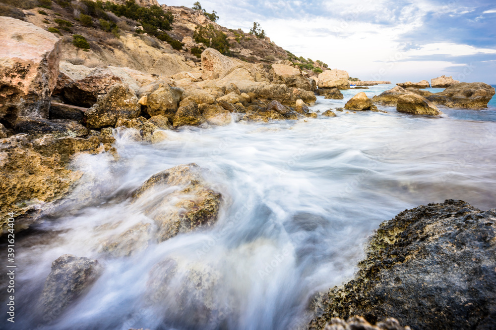 Water splasing on the stones in long exposure Water splasing on the stones in long exposure