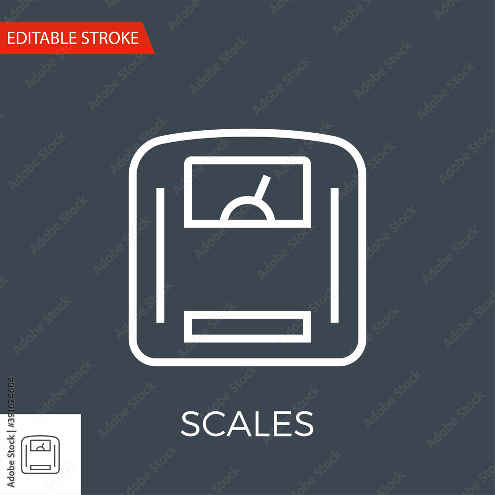 Scales Thin Line Vector Icon. Flat Icon Isolated on the Black Background. Editable Stroke EPS file. Vector illustration. Scales Thin Line Vector Icon. Flat Icon Isolated on the Black Background. Editable Stroke EPS file. Vector illustration.
