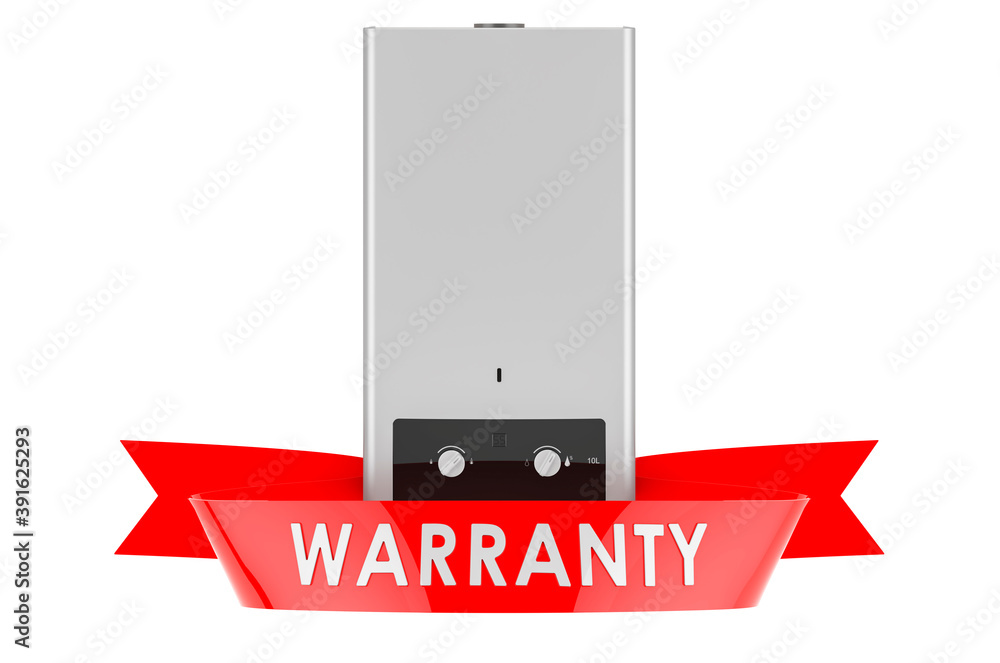 Gas water heater warranty concept. 3D rendering Gas water heater warranty concept. 3D rendering