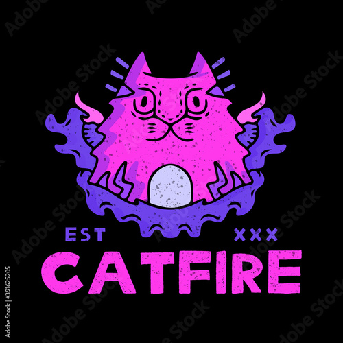 hype cat  and fire vector illustration for apparel. with hype and hipster style.