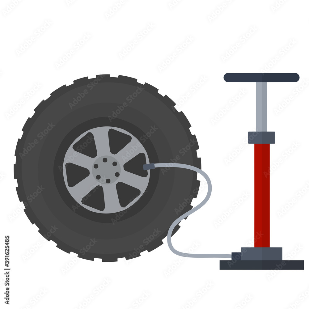 Deflated Wheel Tag Deflated automobile tire. Accident and repair. Punctured wheel of a car ...