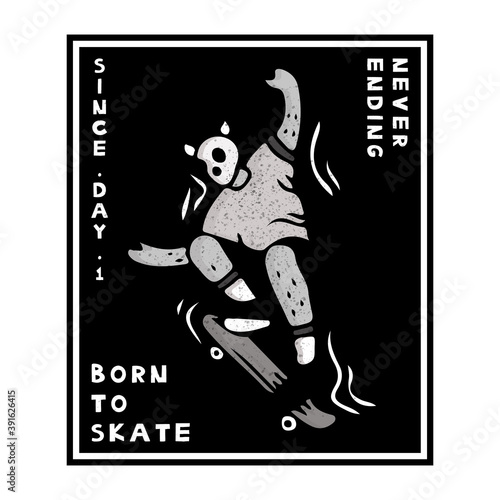 hype skull playing skateboard vector illustration with hipster style. illustration for, apparel, t-shirt, and merchandise.