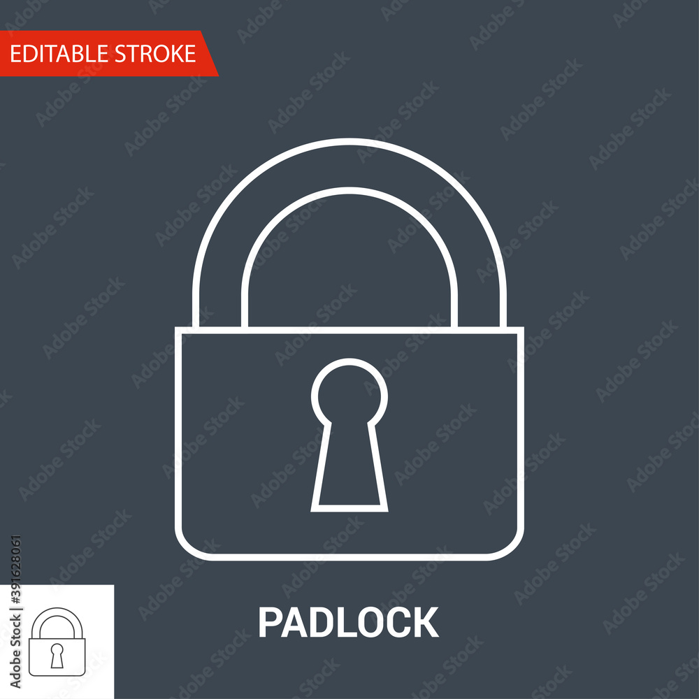 Padlock Icon. Thin Line Vector Illustration. Adjust stroke weight - Expand to any Size - Easy Change Colour - Editable Stroke Padlock Icon. Thin Line Vector Illustration. Adjust stroke weight - Expand to any Size - Easy Change Colour - Editable Stroke
