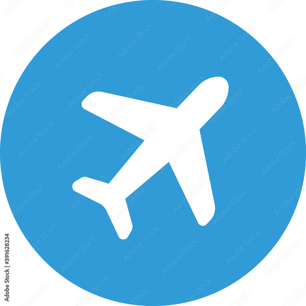 Plane vector icon in modern flat style isolated. Symbol plane for web design.