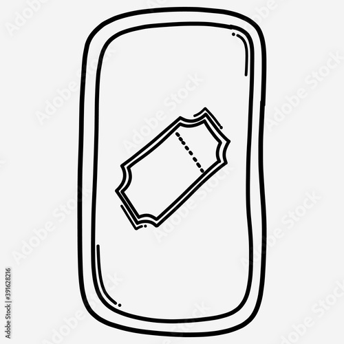 mobile ticket doodle vector icon. Drawing sketch illustration hand drawn line eps10