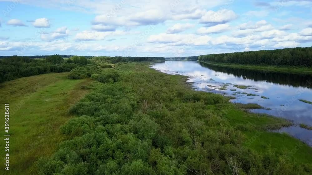 drone flight over a field river and forest, in the country drone flight over a field river and forest, in the country