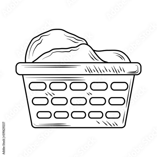 laundry plastic basket with clothes line style icon