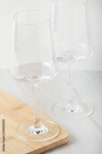 Empty wine glasses on the table