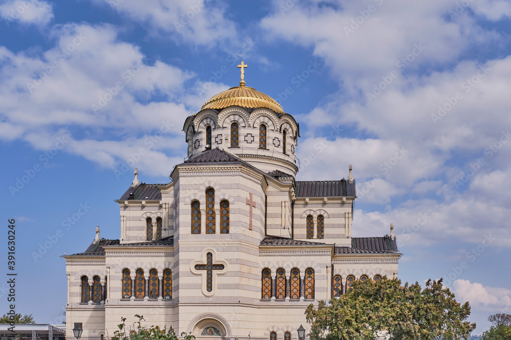 The Russian Orthodox Saint Vladimir Cathedral, Chersonesos Taurica, Sevastopol, Crimean Peninsula.