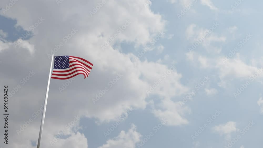 United States Flag with 3D Rendering. 4K