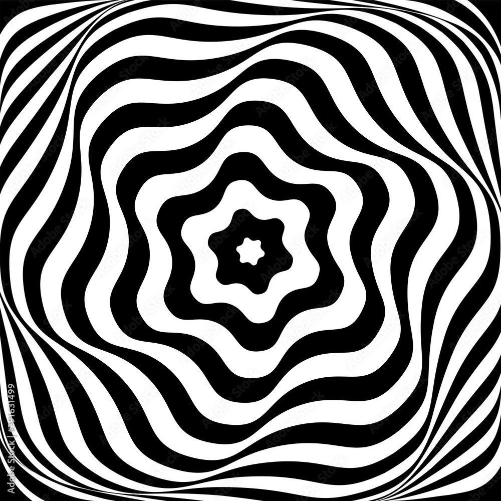 Obraz premium Illusion of swirl rotation movement. Abstract op art design.
