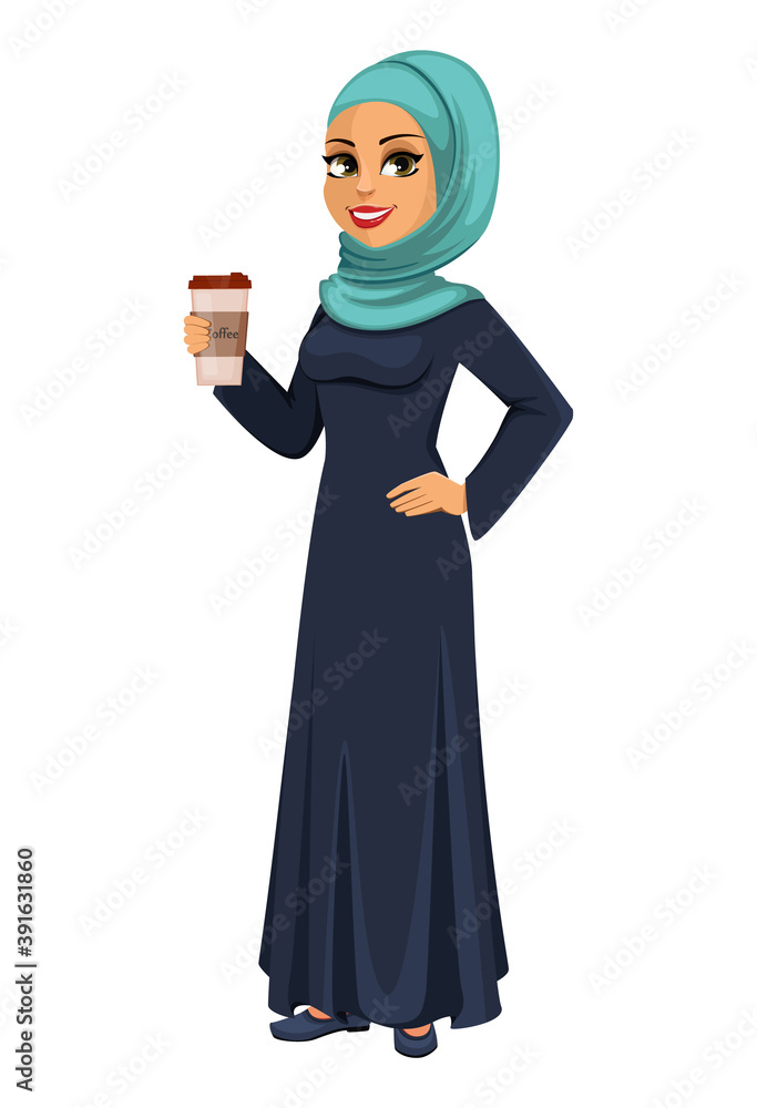 Beautiful Muslim businesswoman cartoon character Beautiful Muslim businesswoman cartoon character